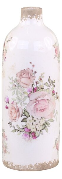 Keramická dekoračná váza s ružami Rose pattern L - Ø 11*31cm - Chic Antique
