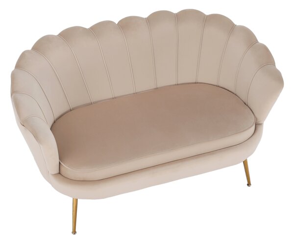 KONDELA Lavica v štýle Art-deco, béžová Velvet látka/gold chróm-zlatý, NOBLIN