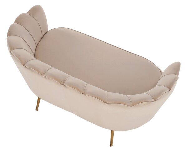 KONDELA Lavica v štýle Art-deco, béžová Velvet látka/gold chróm-zlatý, NOBLIN