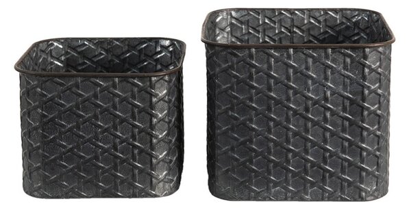 2ks zinkový antik dekoračný obal na kvetináč - 20*20*17 / 18*18*14 cm - Clayre & Eef