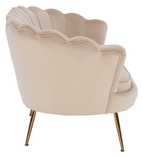 KONDELA Lavica v štýle Art-deco, béžová Velvet látka/gold chróm-zlatý, NOBLIN