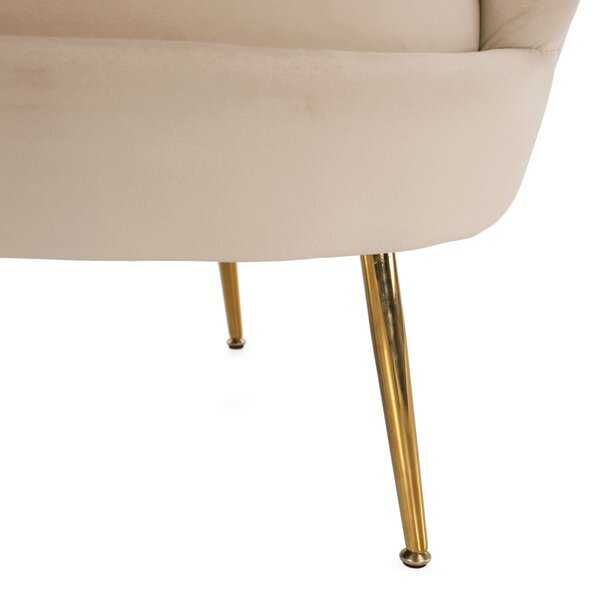KONDELA Lavica v štýle Art-deco, béžová Velvet látka/gold chróm-zlatý, NOBLIN