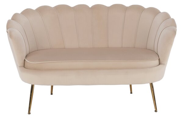 KONDELA Lavica v štýle Art-deco, béžová Velvet látka/gold chróm-zlatý, NOBLIN