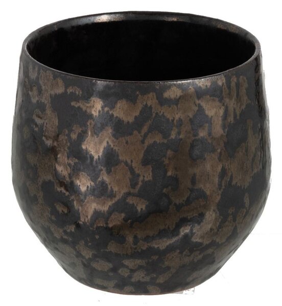 Dymovo-strieborný antik keramický kvetináč Smokey - Ø 14*12cm - J-Line by Jolipa