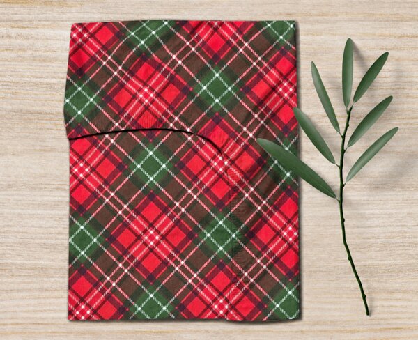 Ervi FLANELOVÉ napínacie prestieradlo - Vianočný Tartan