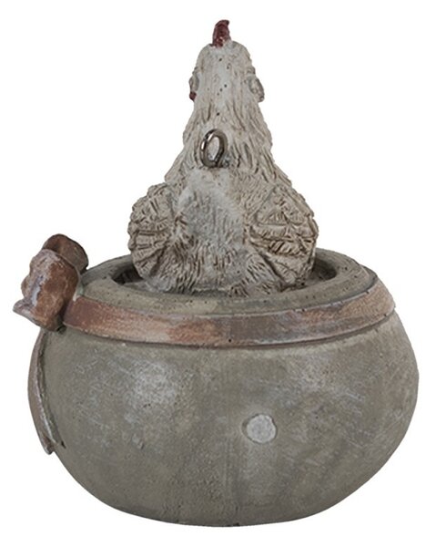 Závesná dekorácia sliepočka na miske s mašľou - 6*5*6 cm - Clayre & Eef