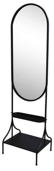 Čierne antik kovové stojacie zrkadlo s poličkou Filonia - 50*37*180 cm - Chic Antique
