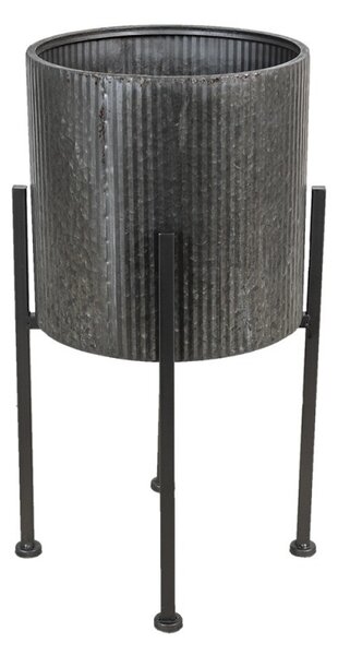Šedý kovový kvetináč v stojane Oteks - Ø 30*60 cm - Clayre & Eef
