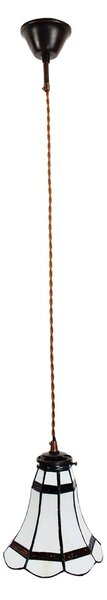 Stropná Tiffany lampa hnedé pruhy BrownLine - Ø 15*115 cm E14/max 1*25W - Clayre & Eef