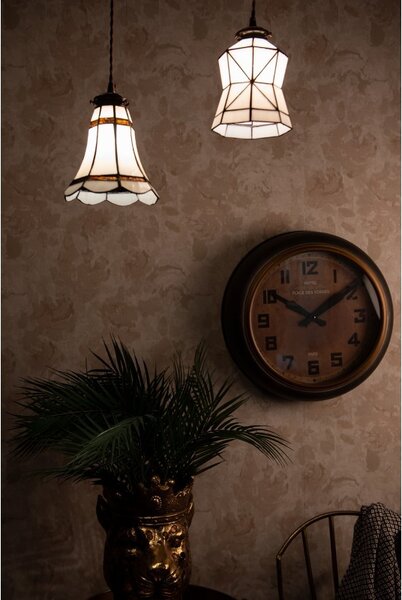 Biela závesná tiffany lampa Joanne - Ø 15*115 cm E14/max 1*25W - Clayre & Eef