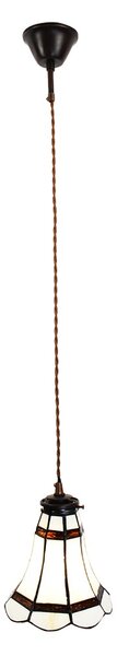 Stropná Tiffany lampa hnedé pruhy BrownLine - Ø 15*115 cm E14/max 1*25W - Clayre & Eef