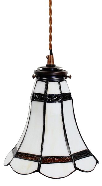 Stropná Tiffany lampa hnedé pruhy BrownLine - Ø 15*115 cm E14/max 1*25W - Clayre & Eef