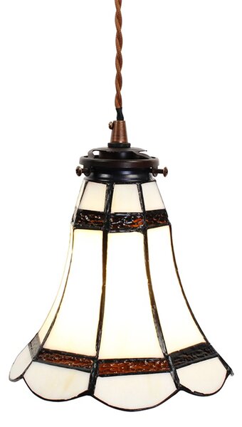 Stropná Tiffany lampa hnedé pruhy BrownLine - Ø 15*115 cm E14/max 1*25W - Clayre & Eef