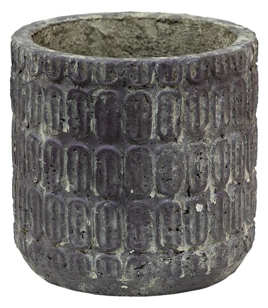 Šedý antik cementový kvetináč so vzorom - Ø 17*16 cm - Clayre & Eef