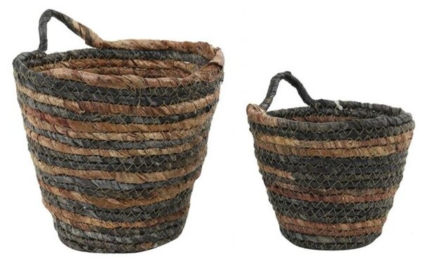 2 ks pletených hnedých košíkov s ušami Lionny - Ø18*17/ Ø13*13cm - Light & Living