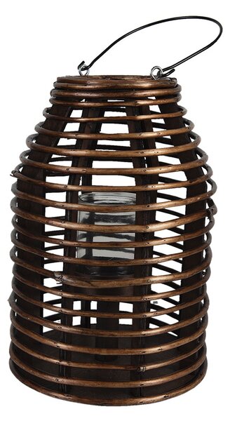 Hnedá drevená závesná lampáš Bamboo - Ø 22*32 cm - Clayre & Eef