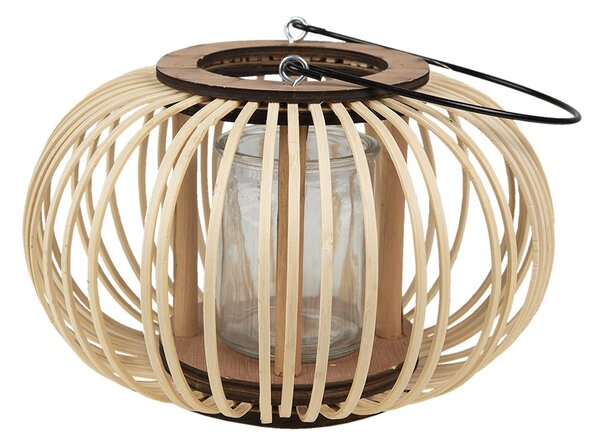 Prírodný drevený lampáš Bamboo - Ø25*15 cm - Clayre & Eef