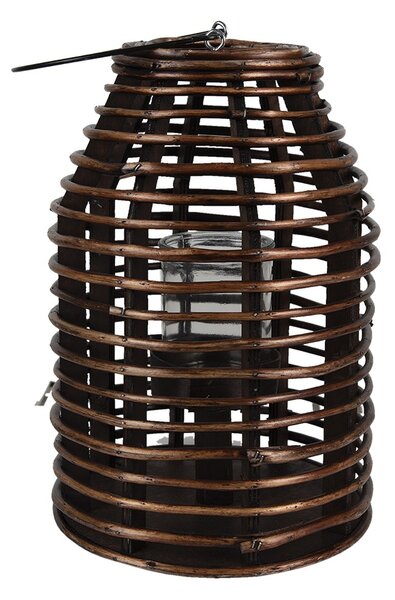 Hnedá drevená závesná lampáš Bamboo - Ø 22*32 cm - Clayre & Eef