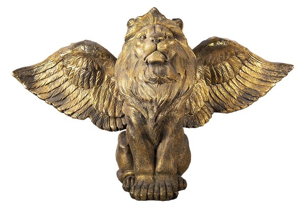 Zlatá antik dekorácia socha lev s krídlami Lion Gold - 100*50*62 cm - Clayre & Eef