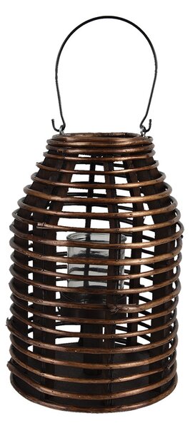 Hnedá drevená závesná lampáš Bamboo - Ø 22*32 cm - Clayre & Eef