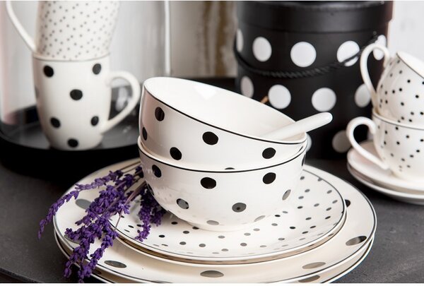Porcelánový hrnček s čiernymi bodkami Black Dot - 350 ml - Clayre & Eef