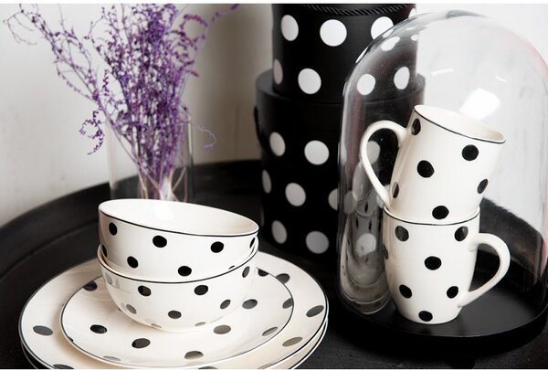 Porcelánový hrnček s čiernymi bodkami Black Dot - 350 ml - Clayre & Eef