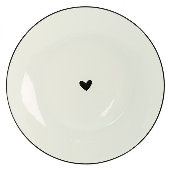 Porcelánový dezertný tanierik so srdiečkom Love Birds - Ø 20*2 cm - Clayre & Eef
