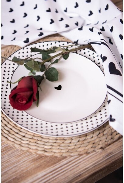 Porcelánový dezertný tanierik so srdiečkom Love Birds - Ø 20*2 cm - Clayre & Eef
