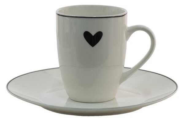 Porcelánový dezertný tanierik so srdiečkom Love Birds - Ø 20*2 cm - Clayre & Eef