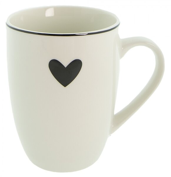 Porcelánový hrnček so srdiečkom Love Birds - 12*8*10 cm / 350 ml - Clayre & Eef