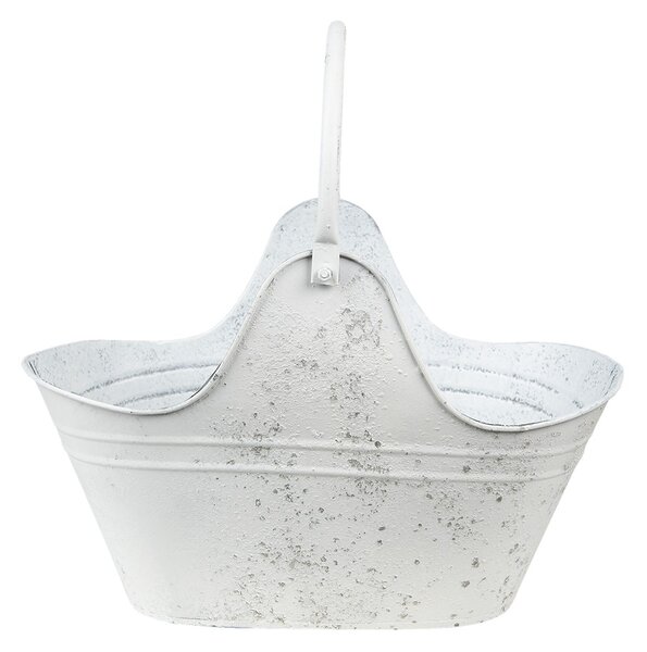2ks biely antik plechový kvetináč s ušami - 40*21*25 / 35*18*23 cm - Clayre & Eef