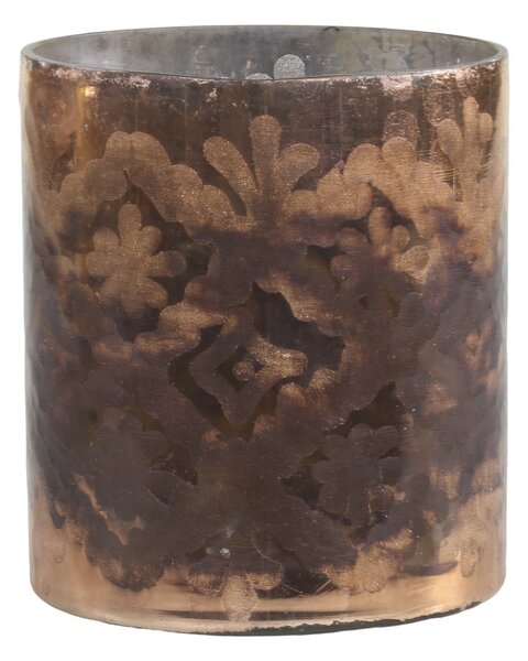 Mocca antik sklenený svietnik na čajovú sviečku Grindi - Ø 10*12 cm - Chic Antique