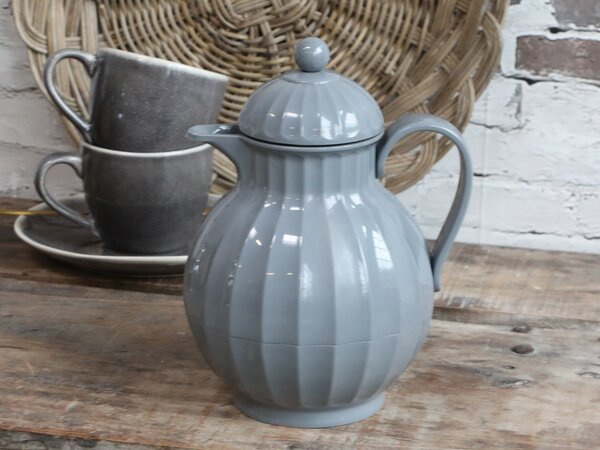 Sivá baňatá termoska 0,6l - 20*17*23 cm - Chic Antique