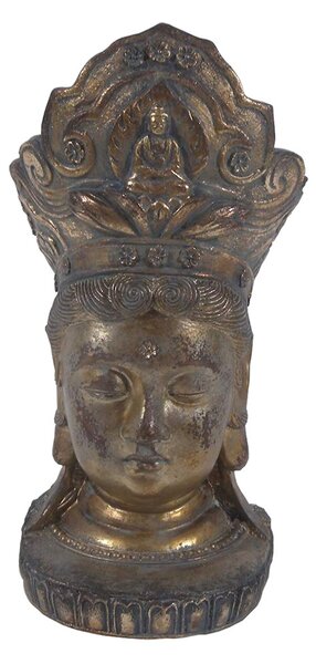Šedo-zlatá dekorácia socha hlava Budha - 11*9*22 cm - Clayre & Eef