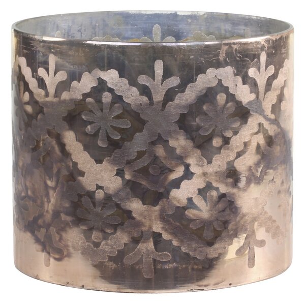 Mocca antik sklenený svietnik na čajovú sviečku Grindi - Ø 20*17 cm - Chic Antique
