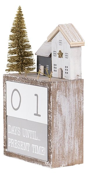 Vianočný adventný kalendár s domčekmi a stromčekom - 10*5*18 cm - Clayre & Eef