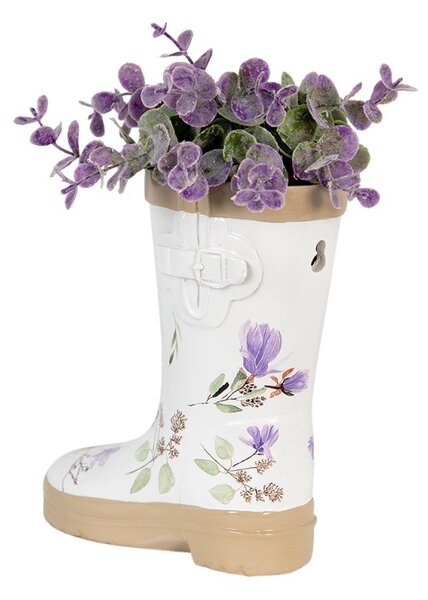 Dekoračný kvetináč v tvare gumovky s kvetmi - 17*8*18 cm - Clayre & Eef