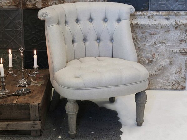 Béžové francúzske kreslo z ľanovej látky Lin - 67*66*71 cm - Chic Antique