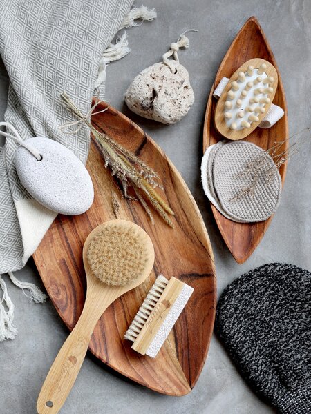 Drevený podnos v tvare listu z akáciového dreva Laon - 40*20*2,5cm - Chic Antique