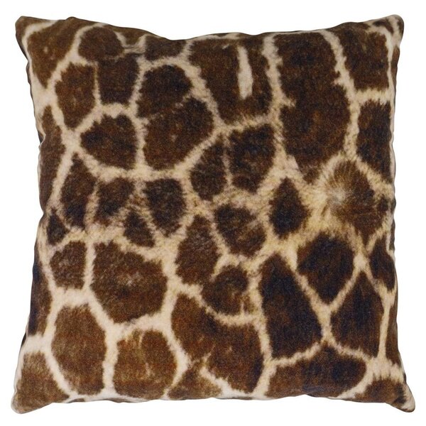 Hnedý zamatový vankúš s dekorom žirafy Jungle Giraffe - 45*45*15cm - Mars & More