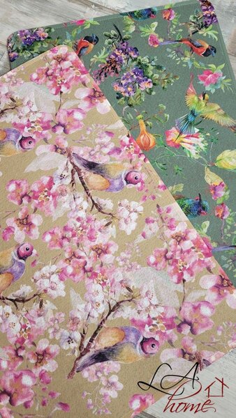 Horčicovo-ružová rohožka s kvetmi a vtáčikmi Flower pink - 75*50*1cm - Mars & More
