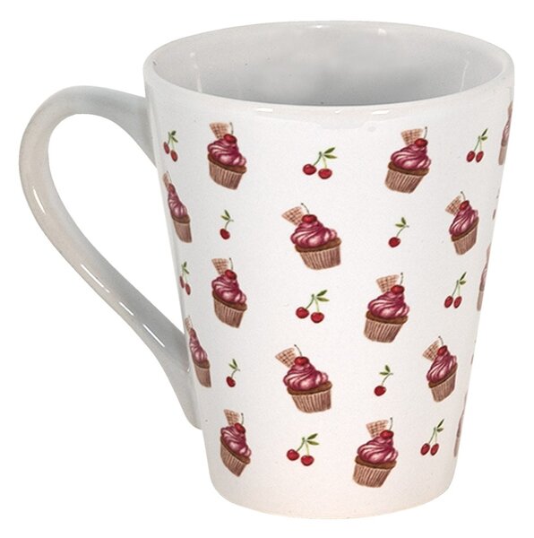 Keramický hrnček s tortičkami Cherry Cupcake - Ø 9*10 cm / 300 ml - Clayre & Eef