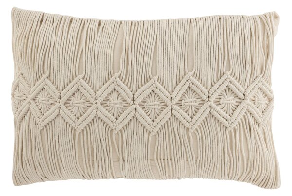 Prírodne biely vankúš s drhaným vzorom Macramé Linea - 74*16*36 cm - J-Line by Jolipa