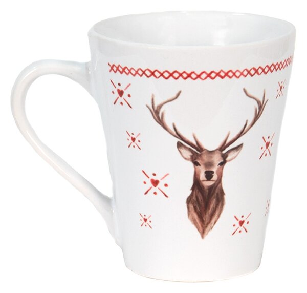 Keramický hrnček s jeleňom Cosy Lodge - 13*9*11 cm / 300 ml - Clayre & Eef