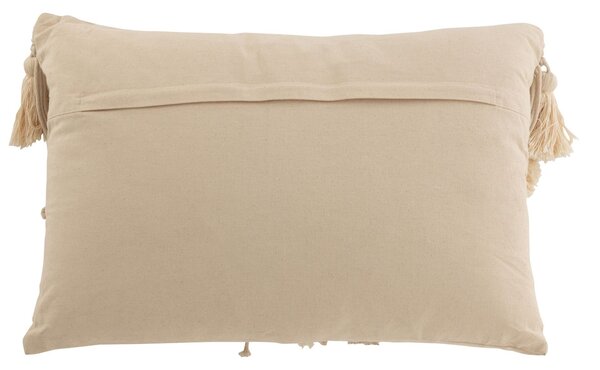 Béžový vankúš s drhaným vzorom a strapcami Macramé cosy - 47*16*36 cm - J-Line by Jolipa