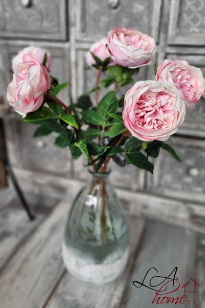 Dekorace umělá růžová růže Rose Lora - 71 cm - Ostatní