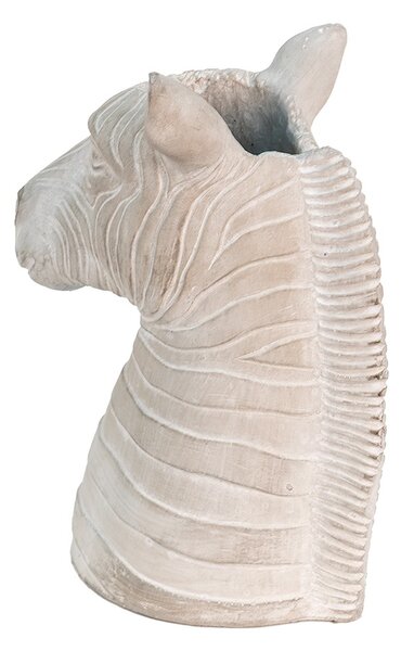 Šedý cementový kvetináč v dizajne hlavy zebry - 21*13*26 cm - Clayre & Eef