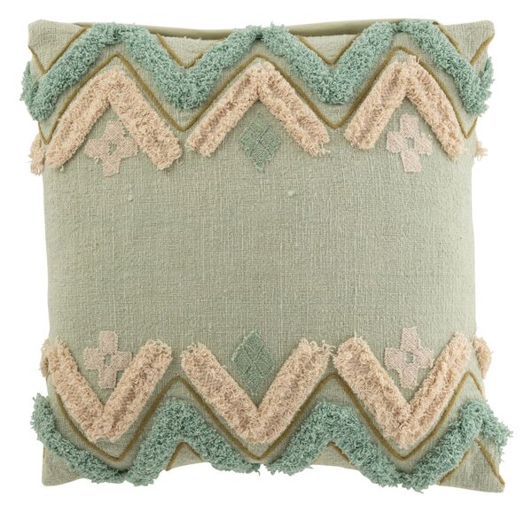 Tyrkysový vankúš so výplňou a strapcami Zig zag blue - 45*11*45cm - J-Line by Jolipa