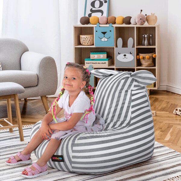 KONDELA Sedací vak, biela/sivá, LAPIN