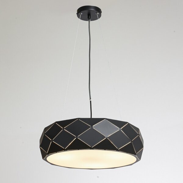 Luster na lanku REUS 3xE27/40W/230V, priemer 47 cm, čierny